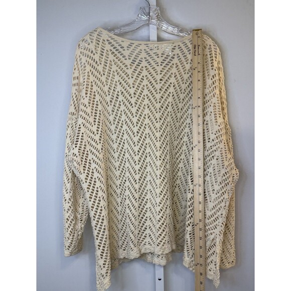 Jacque & KoKo Women’s 18/20 Plus Crochet Sweater Cream Open Knit Boho Vintage - Picture 4 of 6